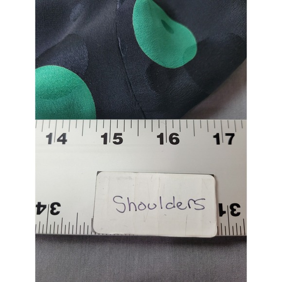 Chapnik Vintage 100% Silk Polka Dot Bow Blouse Black Green Size 10 - Picture 10 of 11